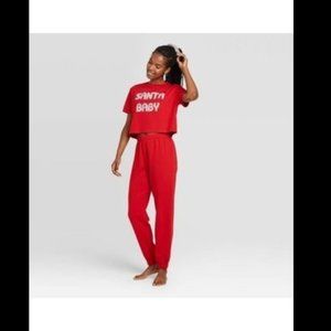 Colsie Tshirt Fleece Santa Joggers Pajama XL RED
